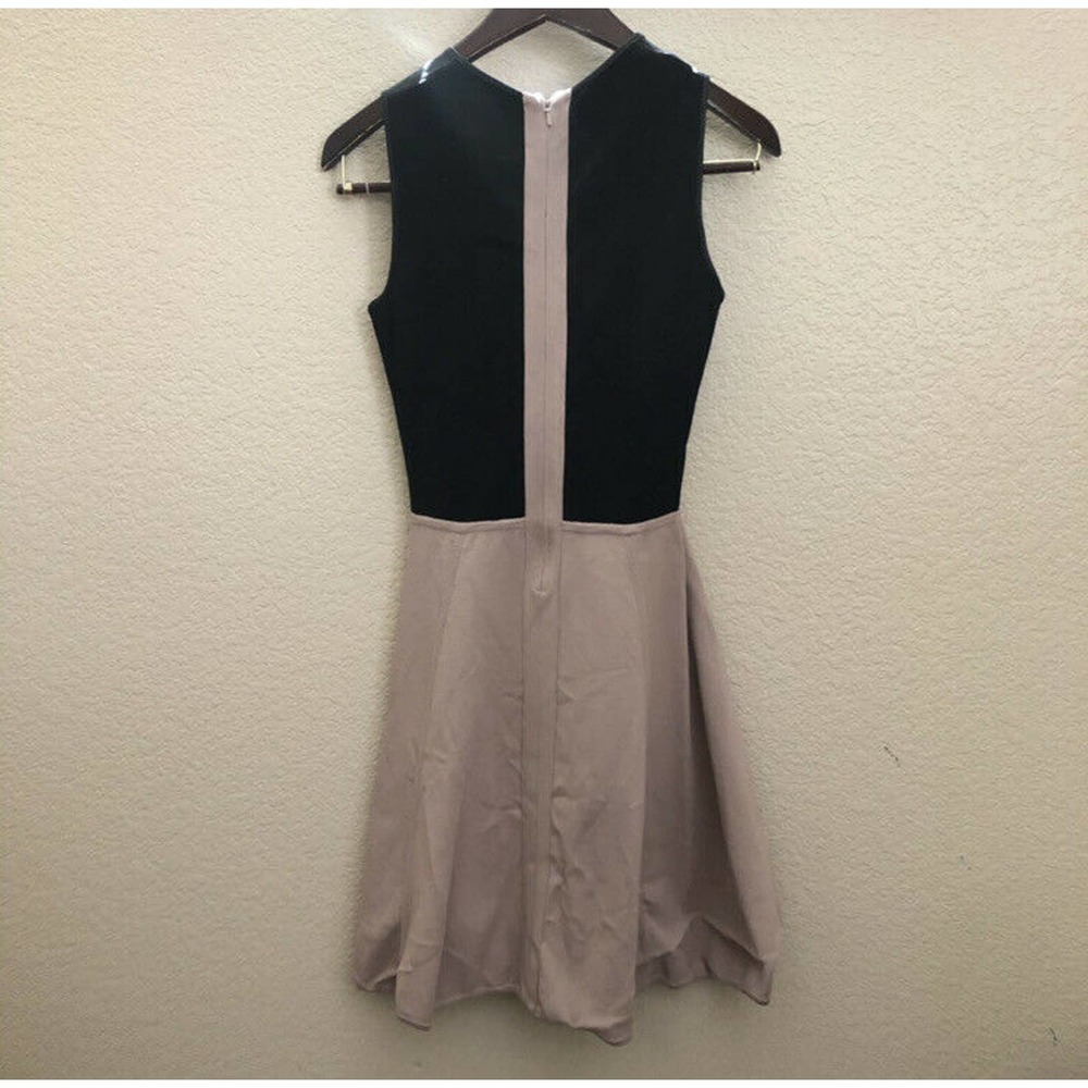 Cut25 by Yigal Azrouel Sz S Lamb Leather Ponte Knit Dress Fit Flare Black Mauve - Picture 5 of 8